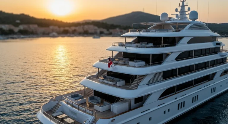 Yacht ormeggiato in porto siciliano al tramonto